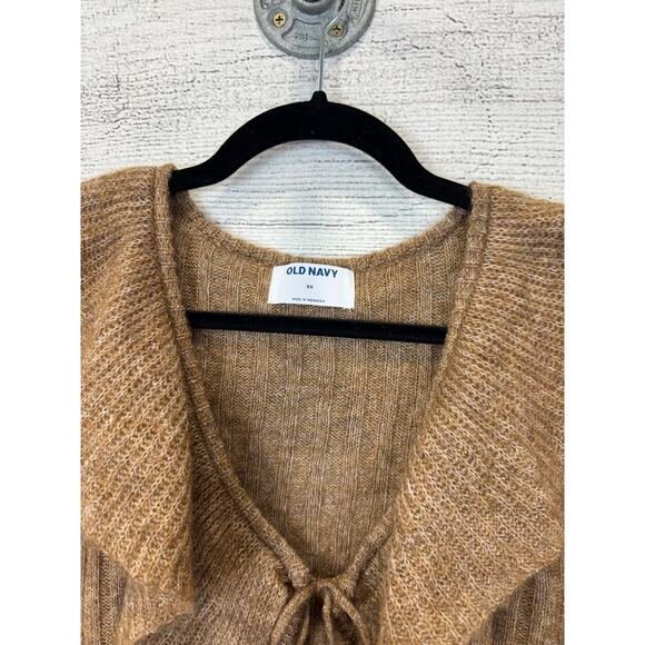 Old Navy Plus Size Tan Wool-Blend Ruffle Tie-Front Cropped Cardigan Size 3X - Picture 6 of 9